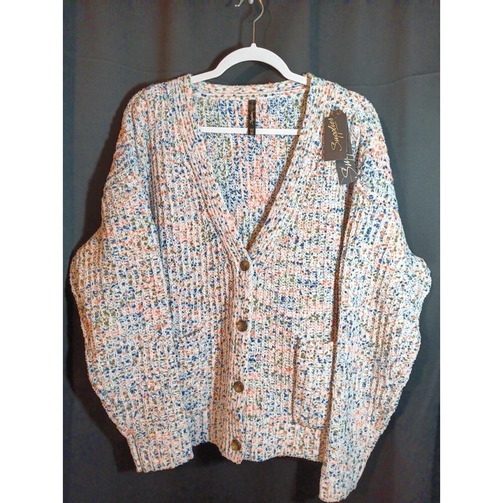 NWT Union Bay Snow White Confetti Cardigan Sweater M w/ Pocket Knit Cozy